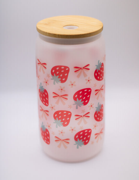 Strawberry glass tumbler