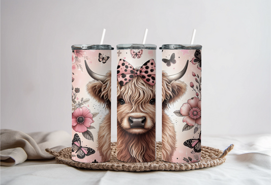 Pink Highland Cow Tumbler